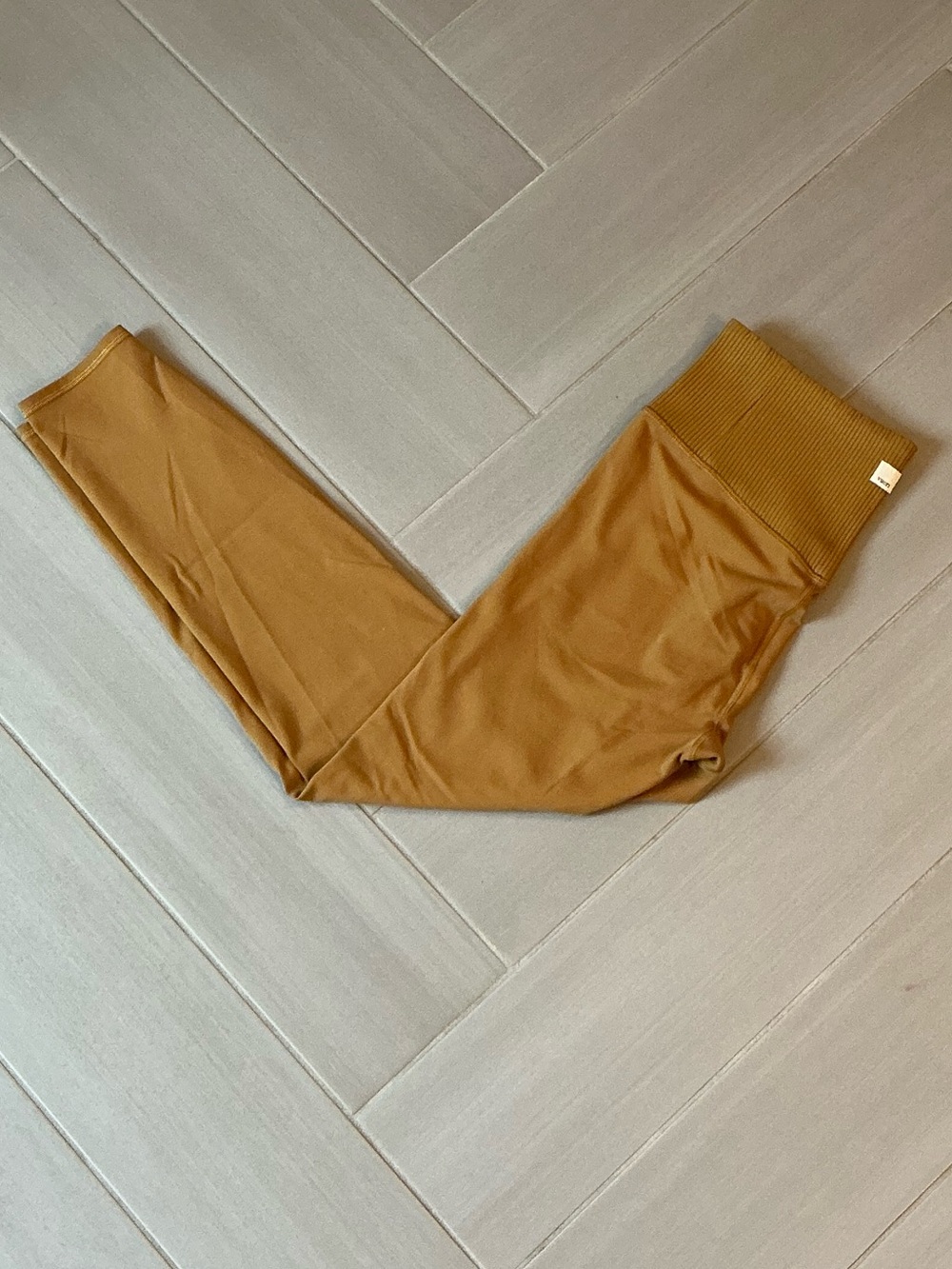 Vuori Ribbed High-Waist Leggings - Mustard Yellow